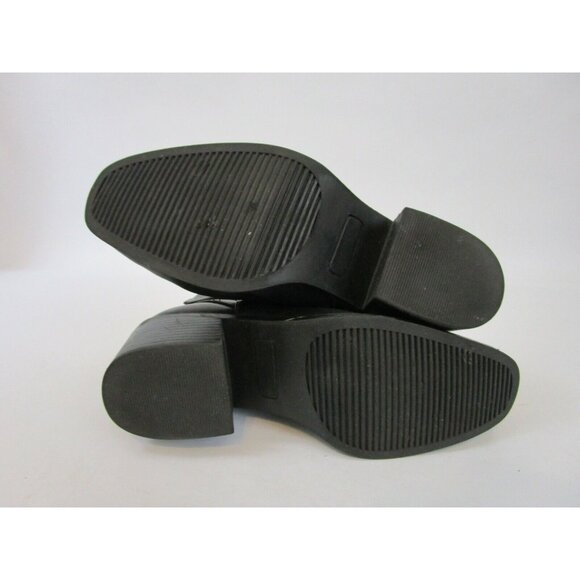 Jasmin Sport Black Leather Ankle Boots Womens Strapeze 8M Block Heel Zipper - Picture 7 of 11